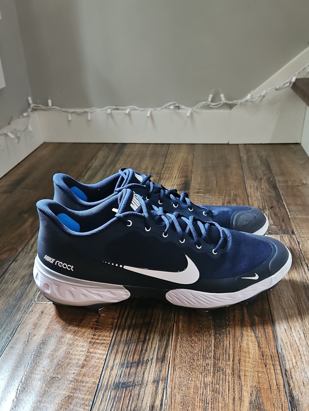 New! Nike Alpha Huarache 3 Metal Baseball Cleats Navy White Mens Size‎ 14